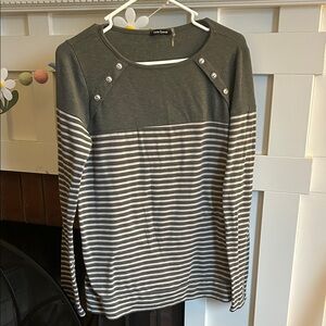 Womens Pink Clover Long Sleeve Striped Top S